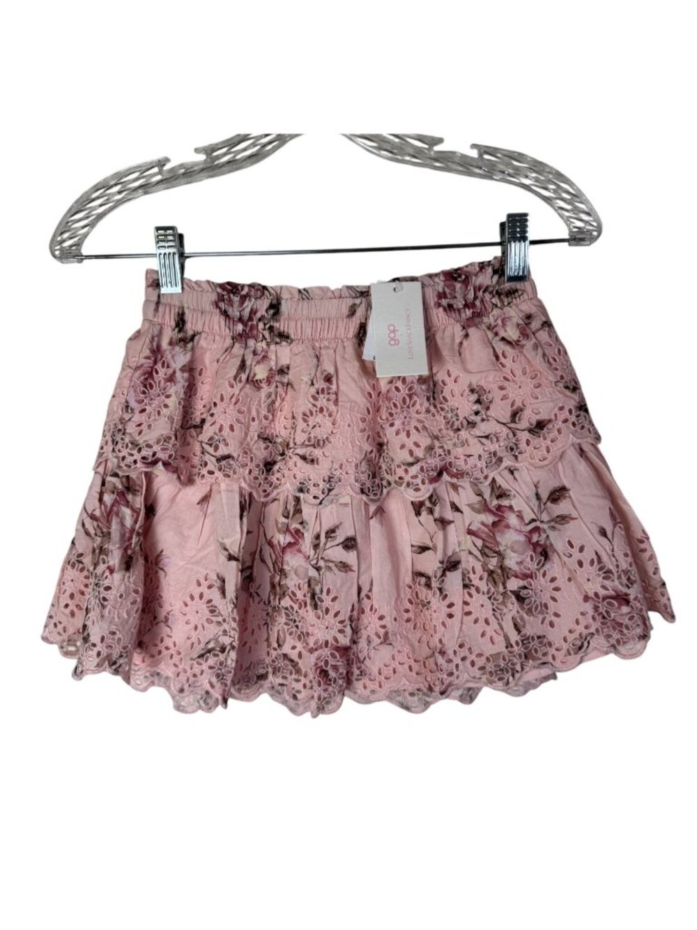 NEW Gap x LoveShackFancy Floral Pink Eyelet Skirt Kids Size Large Pullon Floral